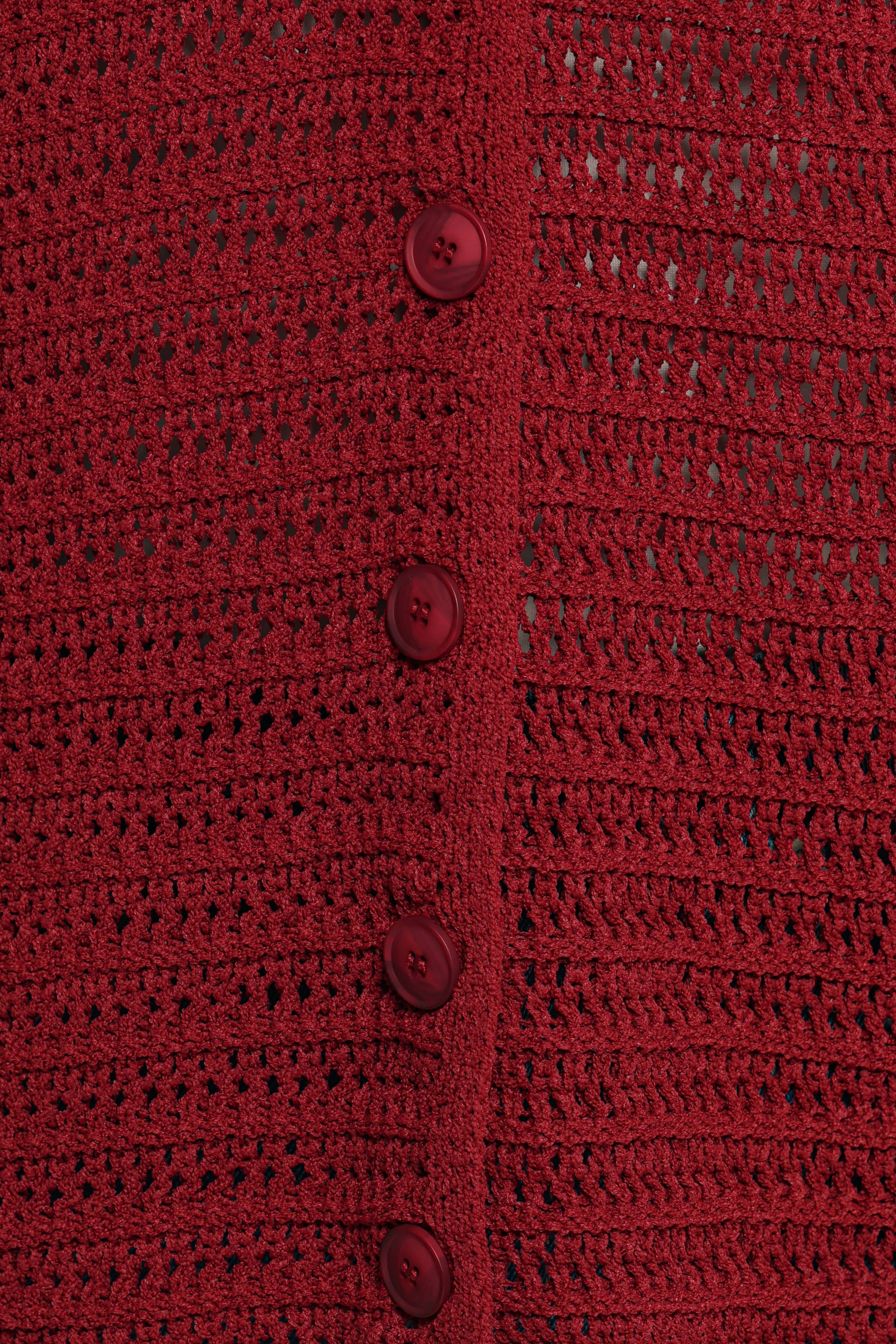 Lyra Large Collar Cardigan - Burgundy