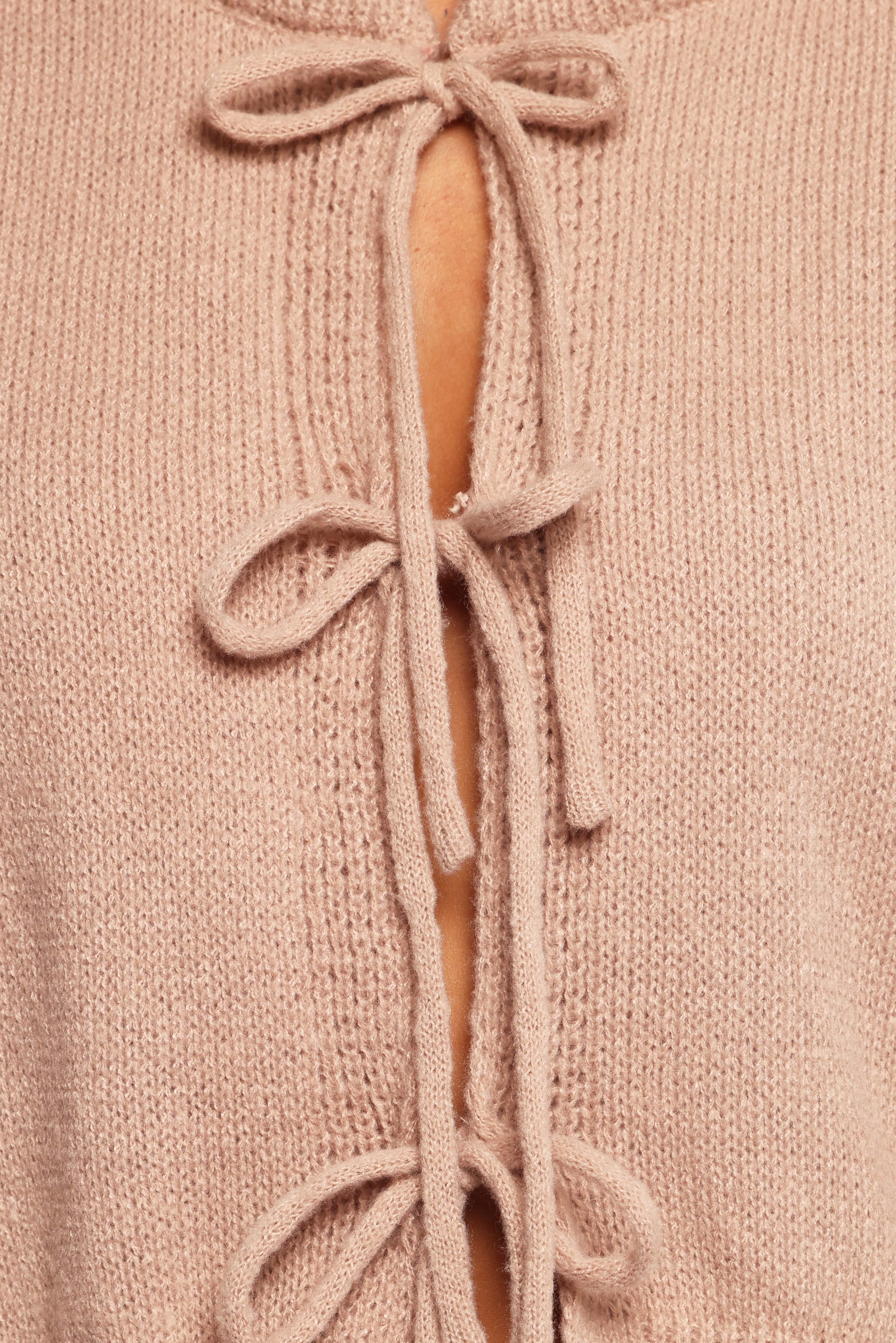 Koskie Tie Knit Top - Taupe
